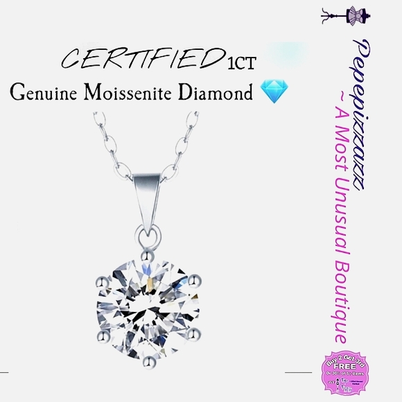 1ct CERTIFIED Genuine  MOISSANITE Diamond 18kGP 925 NECKLACE VVSI D - Picture 2 of 12